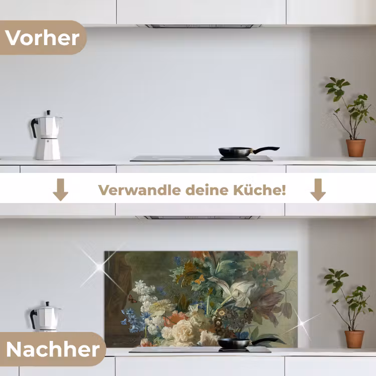 Stilleven met bloemen - Schilderij van Jan van Huysum keuken achterwand spatscherm middel -voor_na_DE