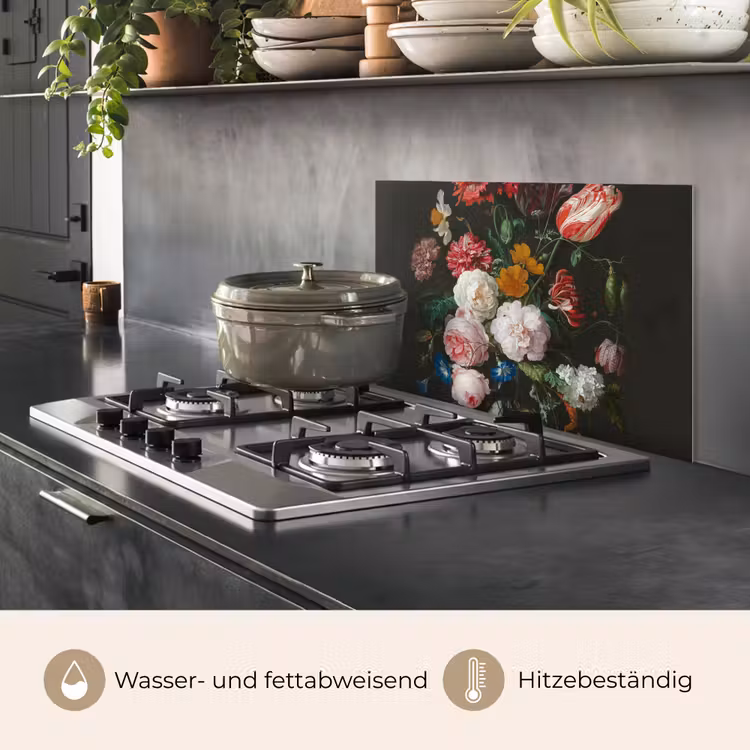 Stilleven met bloemen in een glazen vaas - Schilderij van Jan Davidsz. de Heem keuken achterwand spatscherm klein -usp_DE