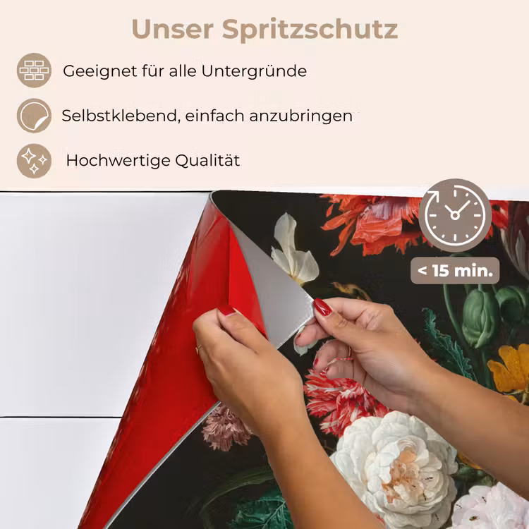 Stilleven met bloemen in een glazen vaas - Schilderij van Jan Davidsz. de Heem keuken achterwand spatscherm klein -spatscherm_DE