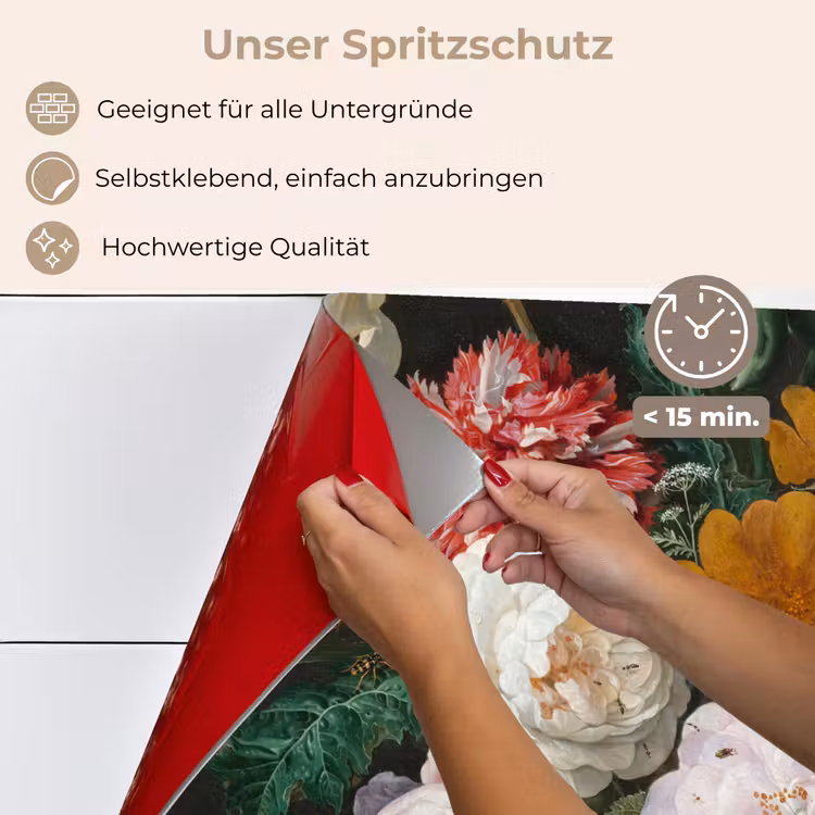 Stilleven met bloemen in een glazen vaas - Schilderij van Jan Davidsz. de Heem keuken achterwand spatscherm klein -spatscherm_DE