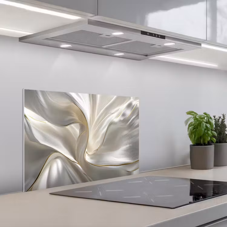 Stof - Plooien - Goud keuken achterwand spatscherm klein -3d_schuin