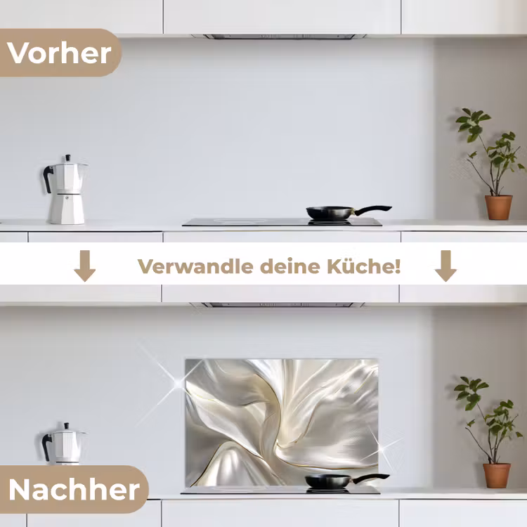 Stof - Plooien - Goud keuken achterwand spatscherm klein -voor_na_DE