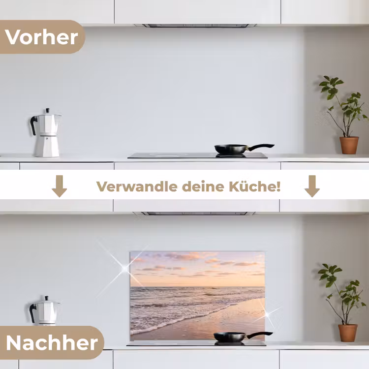 Strand - Branding - Wolken keuken achterwand spatscherm klein -voor_na_DE