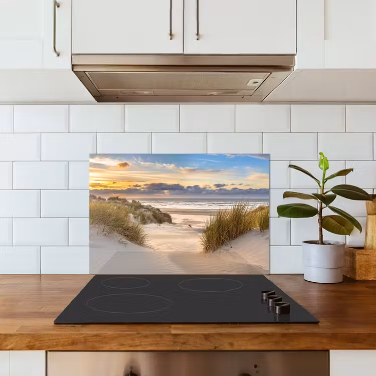 Strand - Duin - Gras - Zonsondergang - Zee keuken achterwand spatscherm klein -sfeer2