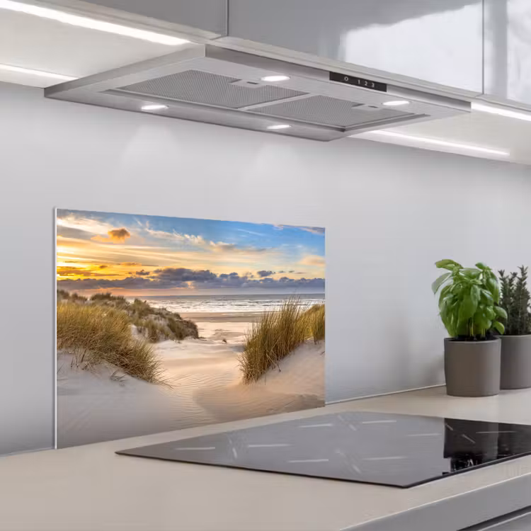 Strand - Duin - Gras - Zonsondergang - Zee keuken achterwand spatscherm klein -3d_schuin