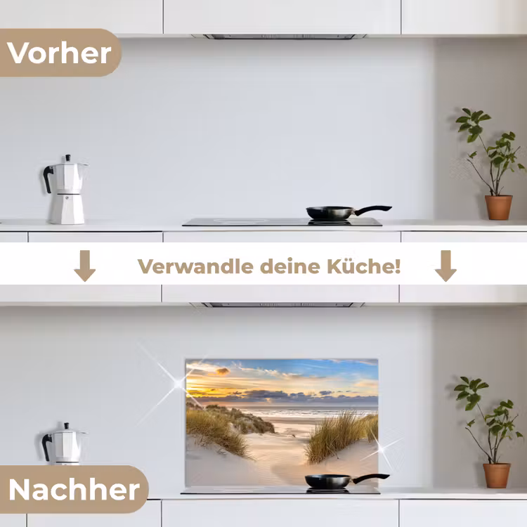 Strand - Duin - Gras - Zonsondergang - Zee keuken achterwand spatscherm klein -voor_na_DE