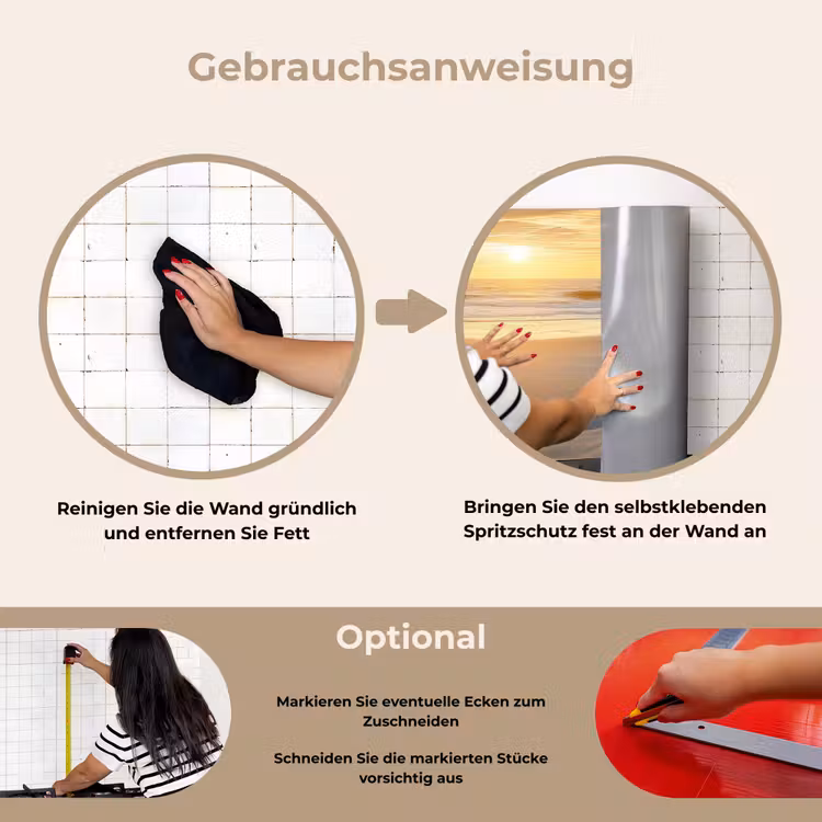 Strand - Duinen - Zonsondergang keuken achterwand spatscherm klein -gebruiksaanwijzing_DE