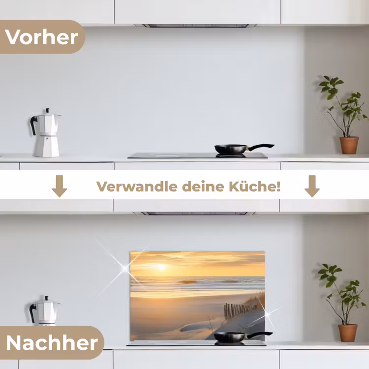Strand - Duinen - Zonsondergang keuken achterwand spatscherm klein -voor_na_DE
