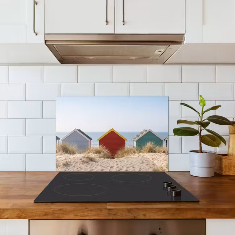 Strand - Huisjes - Kleurrijk - Duinen keuken achterwand spatscherm klein -sfeer2