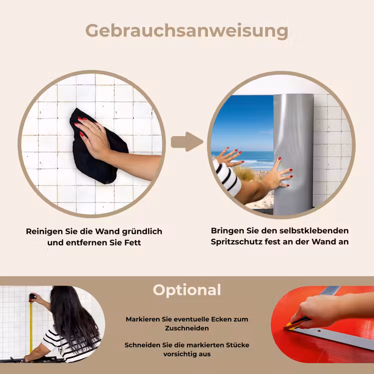 Strand - Zee - Duin - Zand - Zomer keuken achterwand spatscherm klein -gebruiksaanwijzing_DE