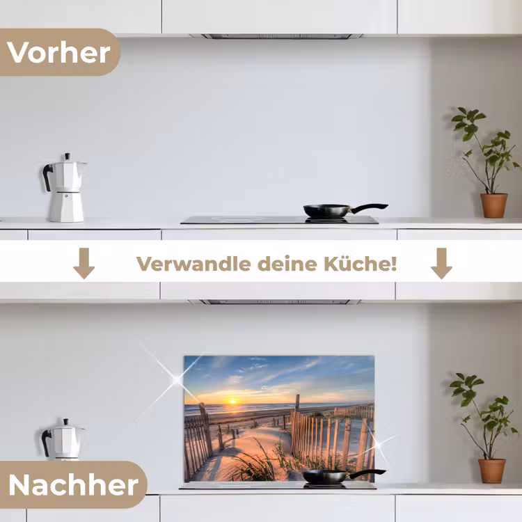 Strand - Zee - Duin - Zonsondergang - Landschap keuken achterwand spatscherm klein -voor_na_DE
