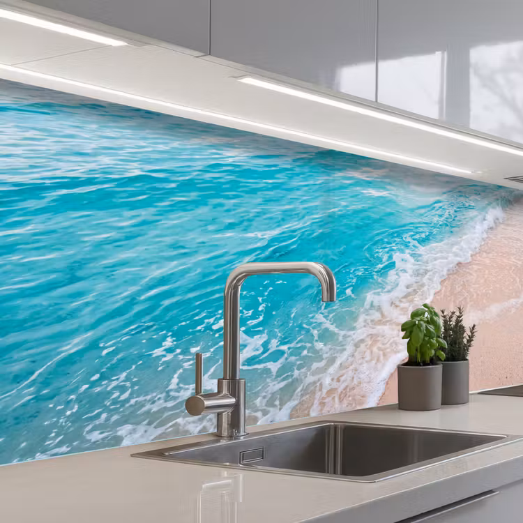 Strand - Zee - Golf - Natuur - Blauw keuken achterwand 2 middel -3d_schuin