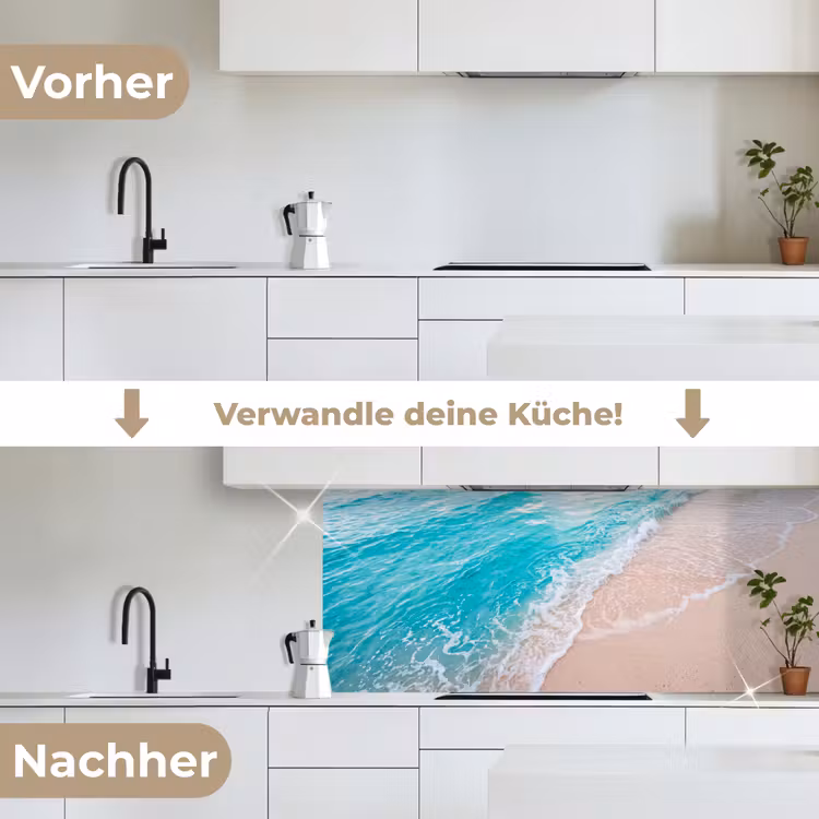 Strand - Zee - Golf - Natuur - Blauw keuken achterwand 2 middel -voor-na_DE