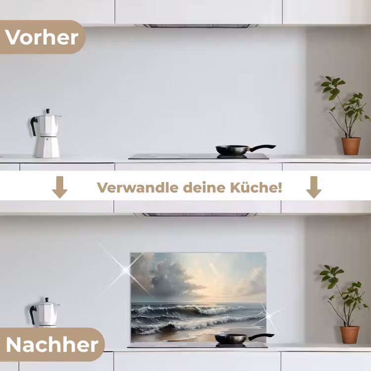 Strand - Zee - Zonsondergang keuken achterwand spatscherm klein -voor_na_DE
