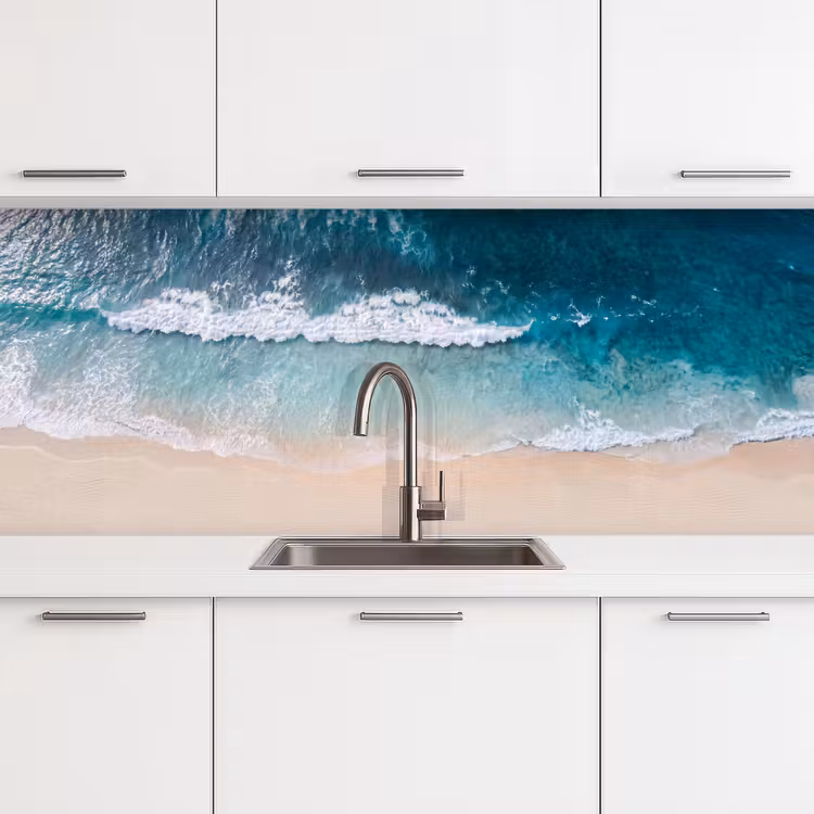 Strand - Zee - Golven - Natuur - Blauw keuken achterwand 2 middel -3d