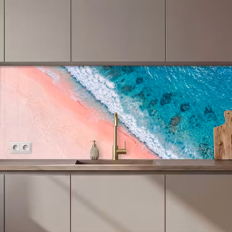 Strand - Oceaan - Golven - Roze Zand - Natuur keuken achterwand 2 middel zz_3dshopping