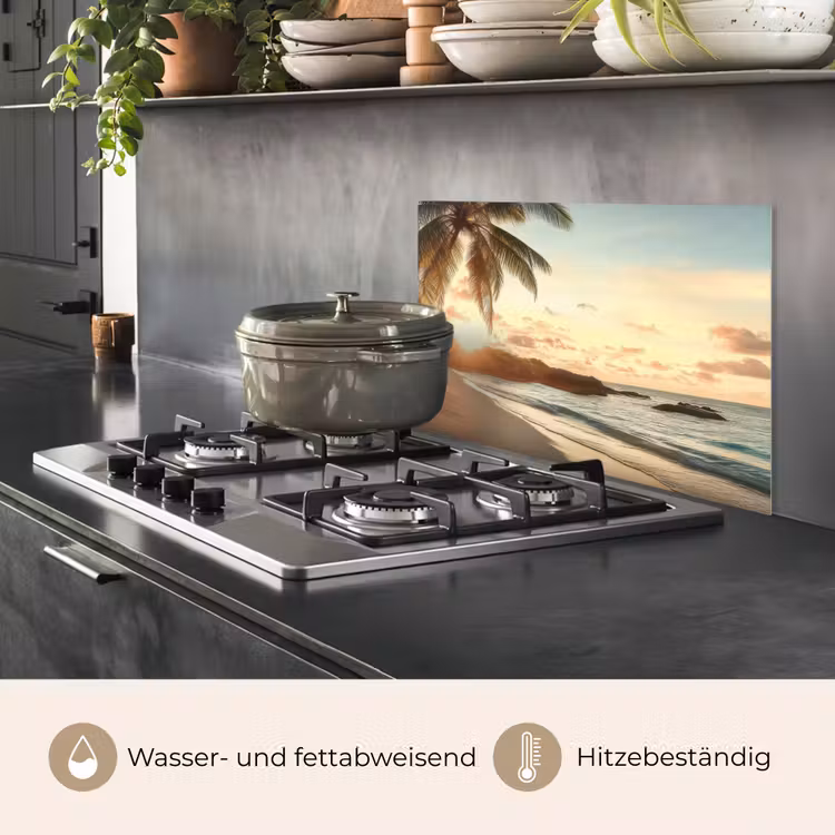 Strand - Palmbomen - Oceaan - Zonsondergang keuken achterwand spatscherm klein -usp_DE