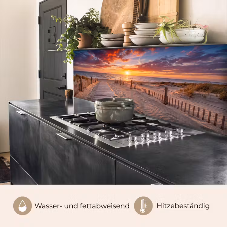 Strand - Zonsondergang - Zee - Natuur - Oranje keuken achterwand 2 middel -usp_DE