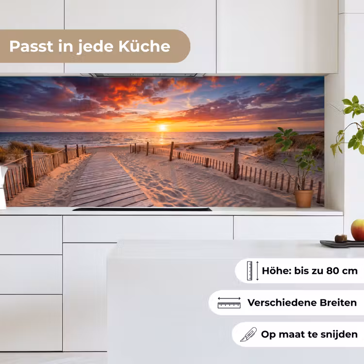 Strand - Zonsondergang - Zee - Natuur - Oranje keuken achterwand 2 middel -sfeer4_DE
