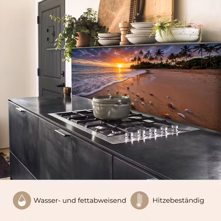 Strand - Zonsondergang - Palmbomen - Natuur - Oranje keuken achterwand 2 middel -usp_DE