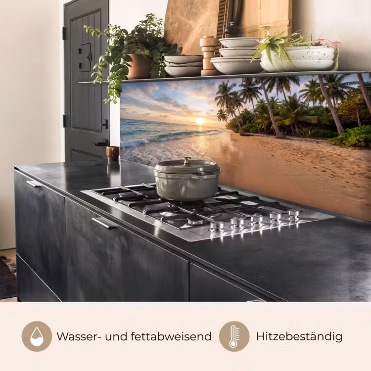 Strand - Zonsondergang - Tropisch - Natuur - Goud keuken achterwand 2 middel -usp_DE