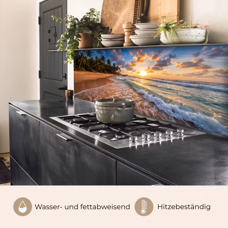 Strand - Zonsondergang - Golven - Natuur - Goud keuken achterwand 2 middel -usp_DE