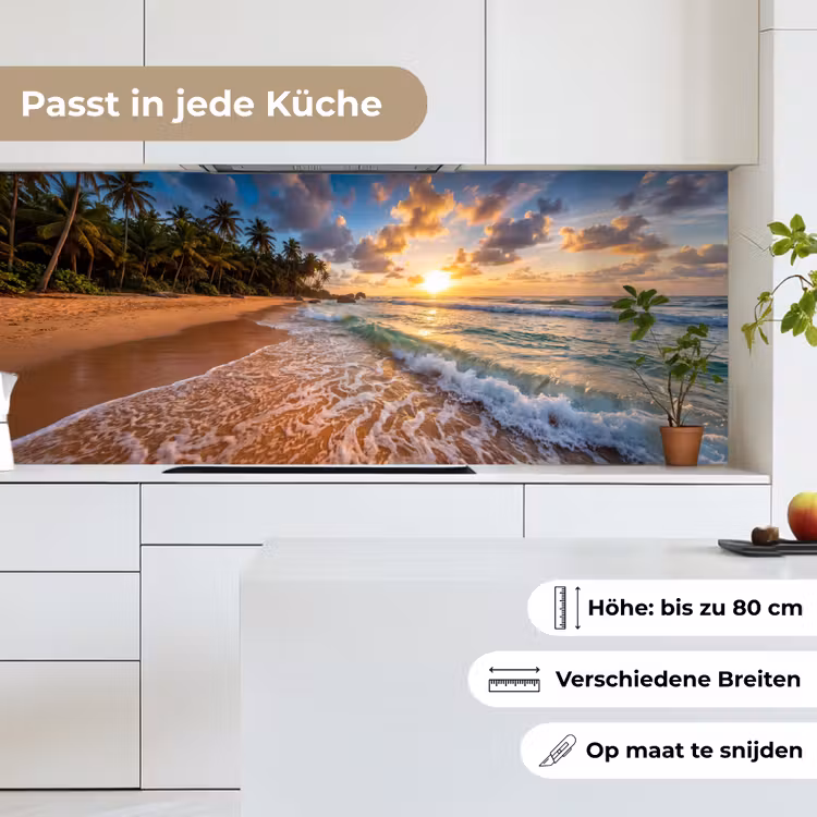 Strand - Zonsondergang - Golven - Natuur - Goud keuken achterwand 2 middel -sfeer4_DE