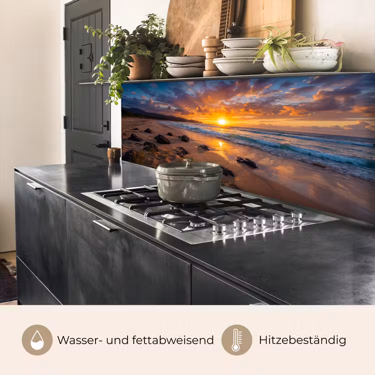 Strand - Zonsondergang - Golven - Natuur - Oranje keuken achterwand 2 middel -usp_DE