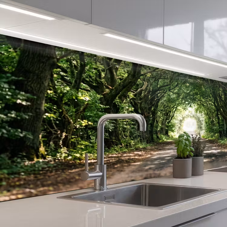 Weg - Bomen - Natuur - Groen keuken achterwand 2 middel -3d_schuin