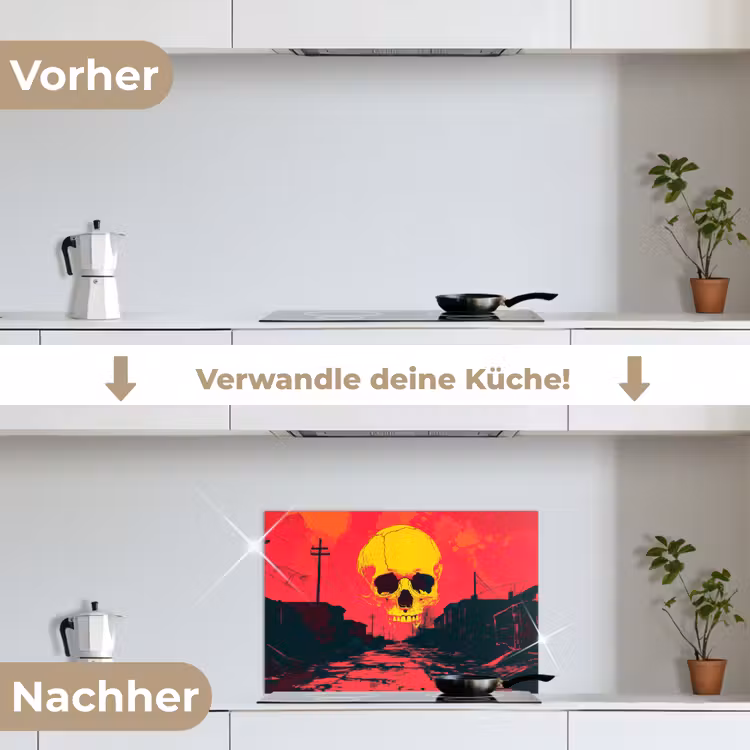 Straat - Verlaten - Schedel - Geel keuken achterwand spatscherm klein -voor_na_DE