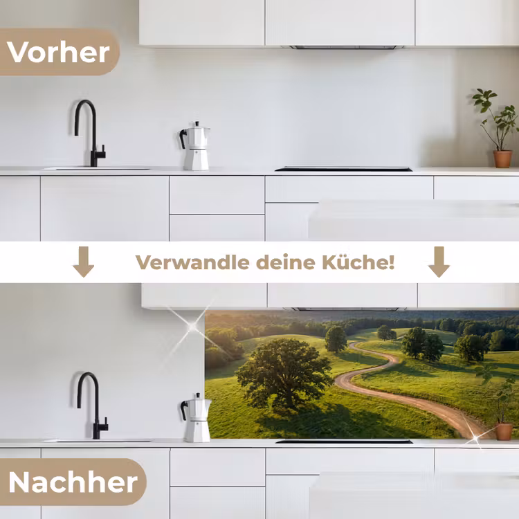 Weg - Weide - Natuur - Groen keuken achterwand 2 middel -voor-na_DE