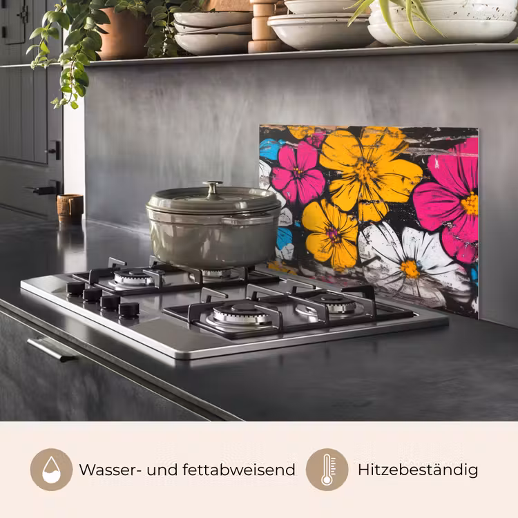 Street Art - Bloemen - Mix keuken achterwand spatscherm klein -usp_DE