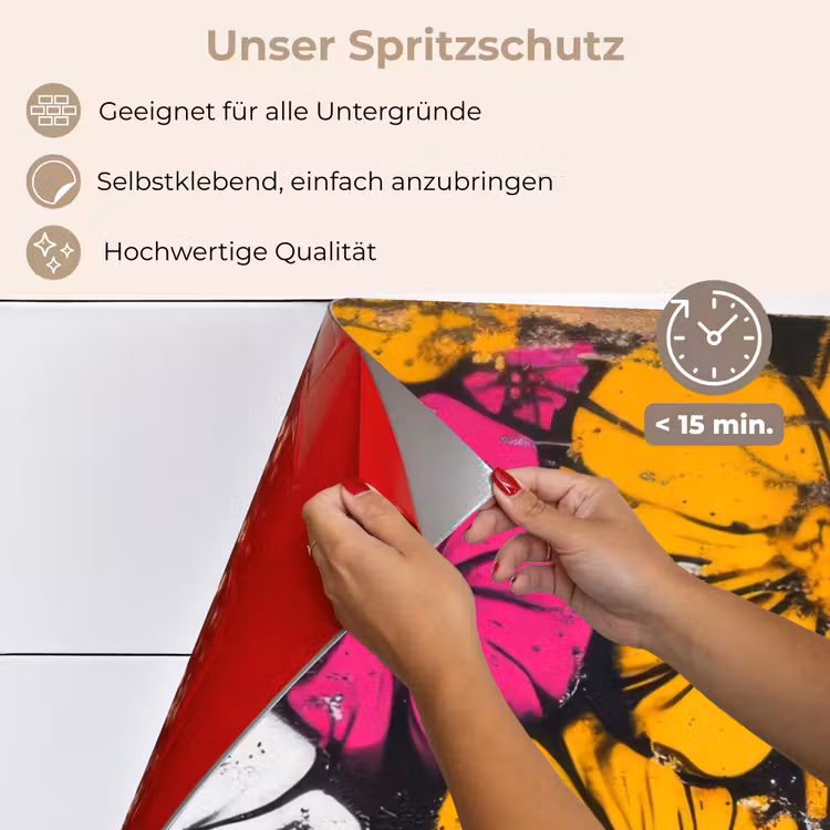 Street Art - Bloemen - Mix keuken achterwand spatscherm klein -spatscherm_DE