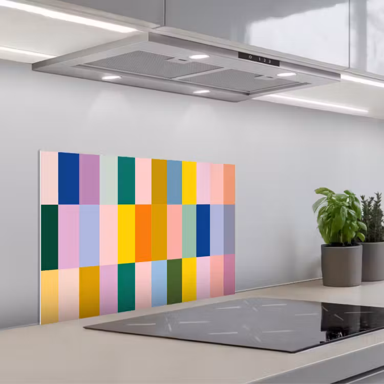 Stroken - Blauw - Patroon - Abstract keuken achterwand spatscherm klein -3d_schuin