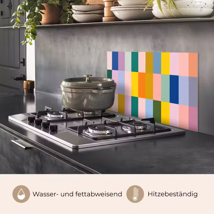 Stroken - Blauw - Patroon - Abstract keuken achterwand spatscherm klein -usp_DE