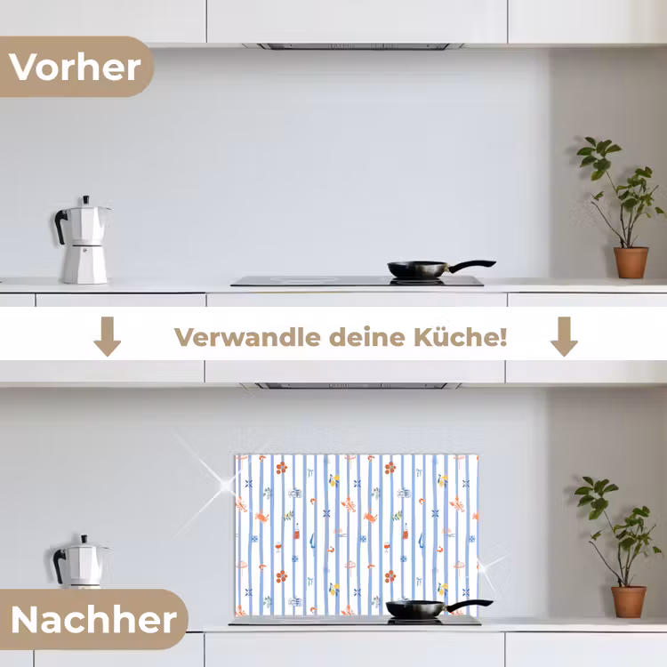 Zee - Sfeer - Strand - Blauw keuken achterwand spatscherm klein 900 -voor_na_DE