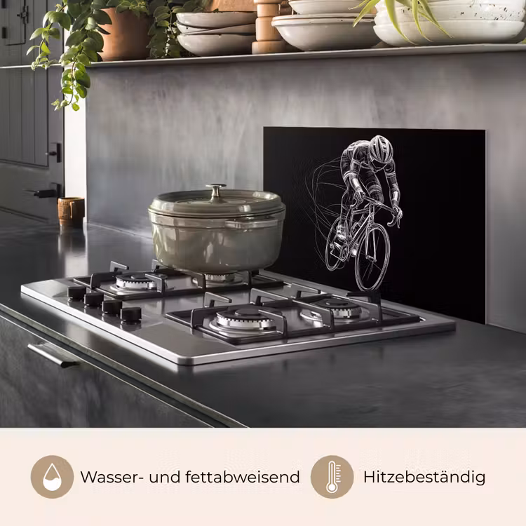 Lijntekening - Wit - Wielrennen - Snelheid keuken achterwand spatscherm klein -usp_DE