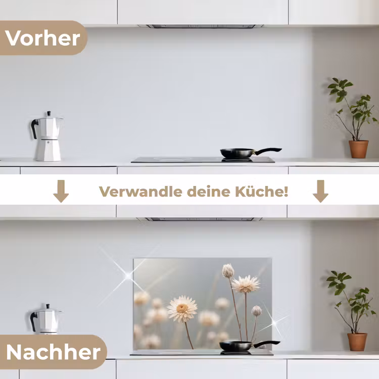 Strobloemen - Wit - Daglicht keuken achterwand spatscherm klein -voor_na_DE