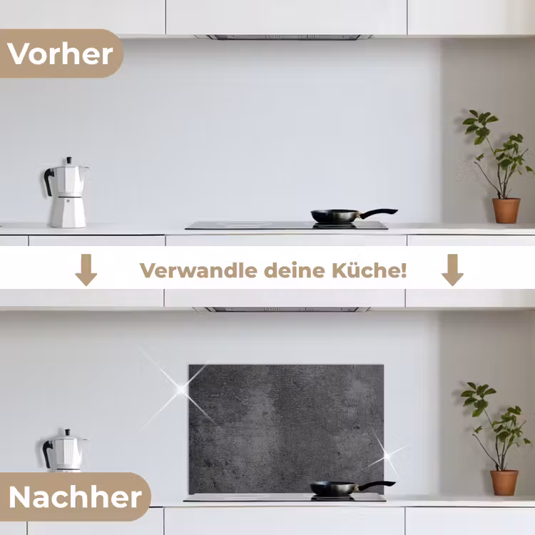 Structuur - Beton - Grijs - Industrieel - Rustiek keuken achterwand spatscherm klein -voor_na_DE