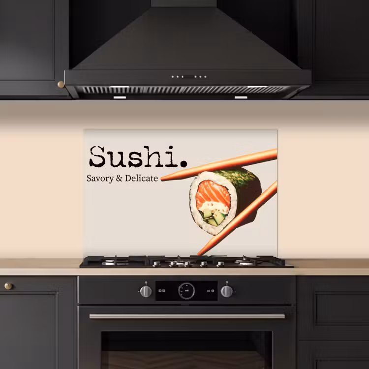 Sushi - Zalm - Rijst - Japans keuken achterwand spatscherm klein -sfeer1