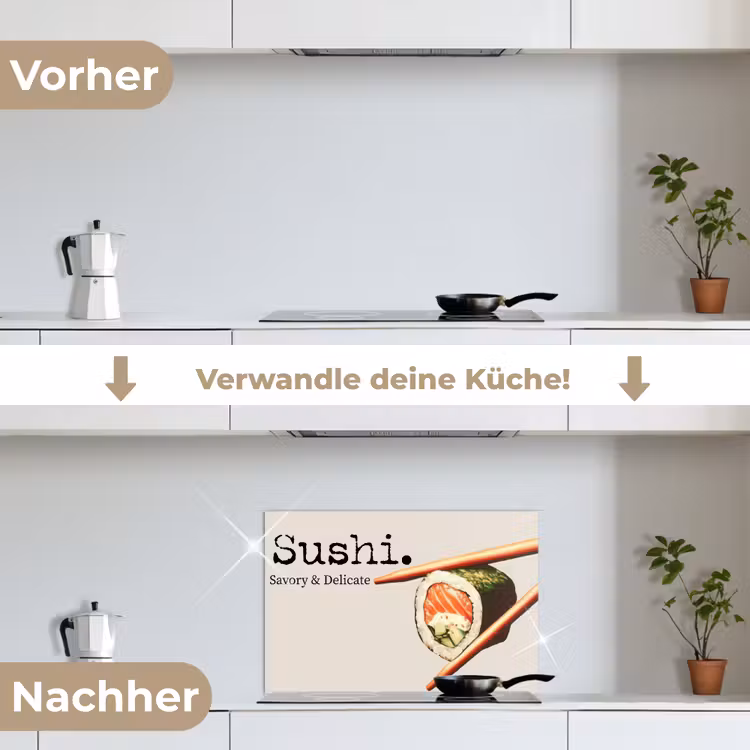 Sushi - Zalm - Rijst - Japans keuken achterwand spatscherm klein -voor_na_DE