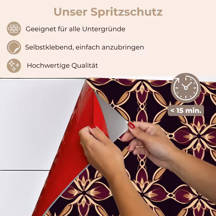 Symmetrisch - Tegel - Burgundy keuken achterwand spatscherm klein 900 -spatscherm_DE