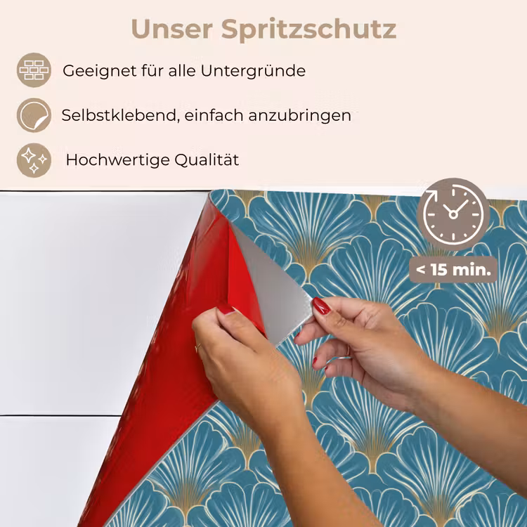 Symmetrisch - Patroon - Blauw keuken achterwand spatscherm klein 900 -spatscherm_DE