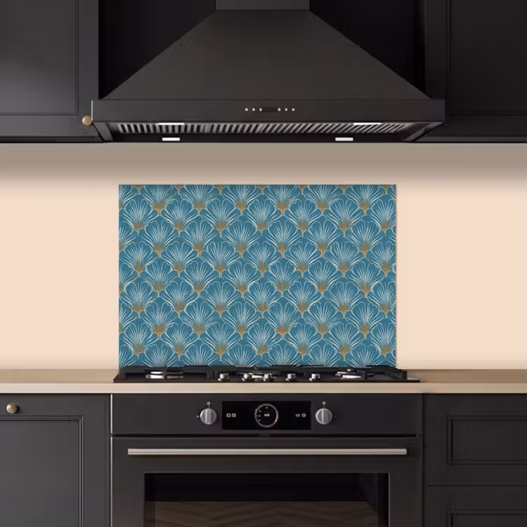 Symmetrisch - Patroon - Blauw keuken achterwand spatscherm klein 900 -sfeer1