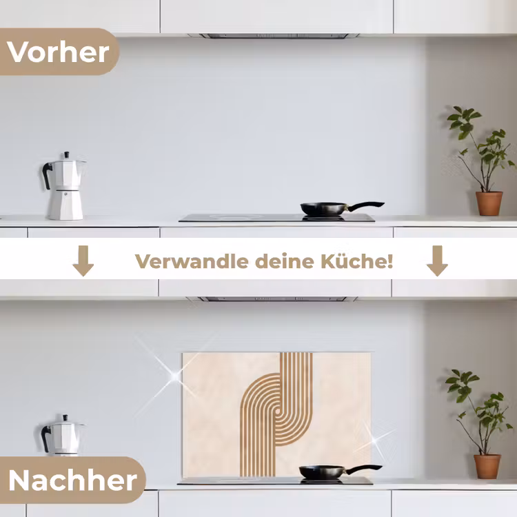 Symmetrische bocht - Koperkleurig keuken achterwand spatscherm klein -voor_na_DE