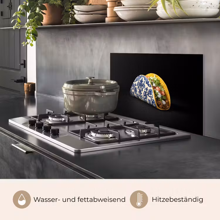 Taco - Vlees - Salade - Delftsblauw - Motief keuken achterwand spatscherm klein -usp_DE
