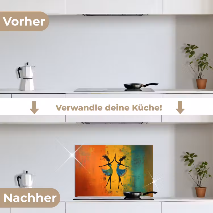 Dansen - Vrouwen - Verfstructuur keuken achterwand spatscherm klein -voor_na_DE