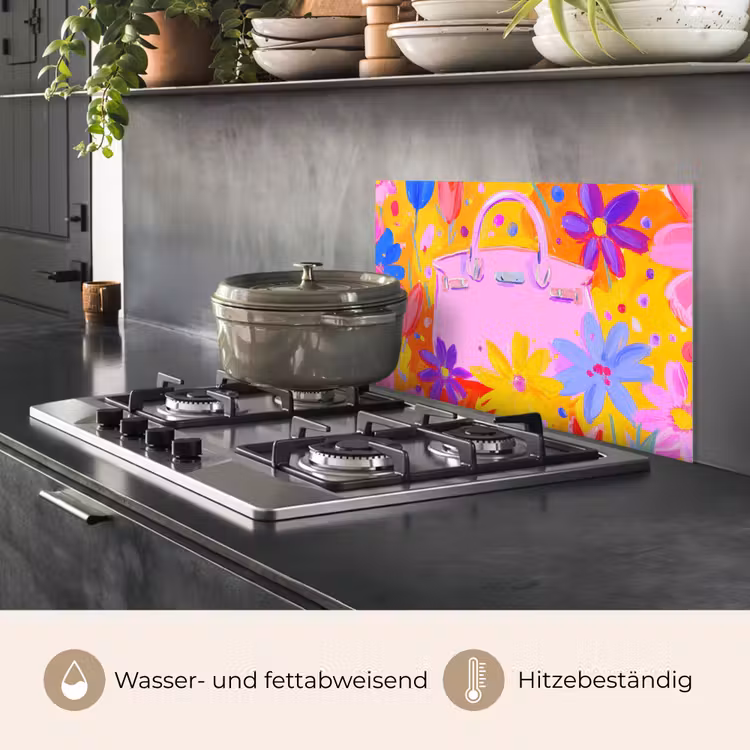Tas - Roze - Bloemen keuken achterwand spatscherm klein -usp_DE