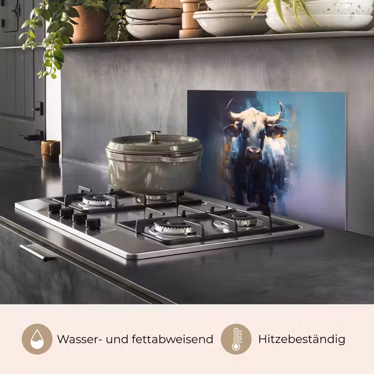 Stier - Zwart - Abstract - Horens keuken achterwand spatscherm klein -usp_DE