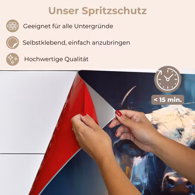 Stier - Zwart - Abstract - Horens keuken achterwand spatscherm klein -spatscherm_DE